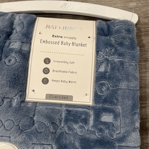 Just Imagine Embossed Baby Blanket Transportation Cars Vehicles Medium Blue New - Picture 2 of 7